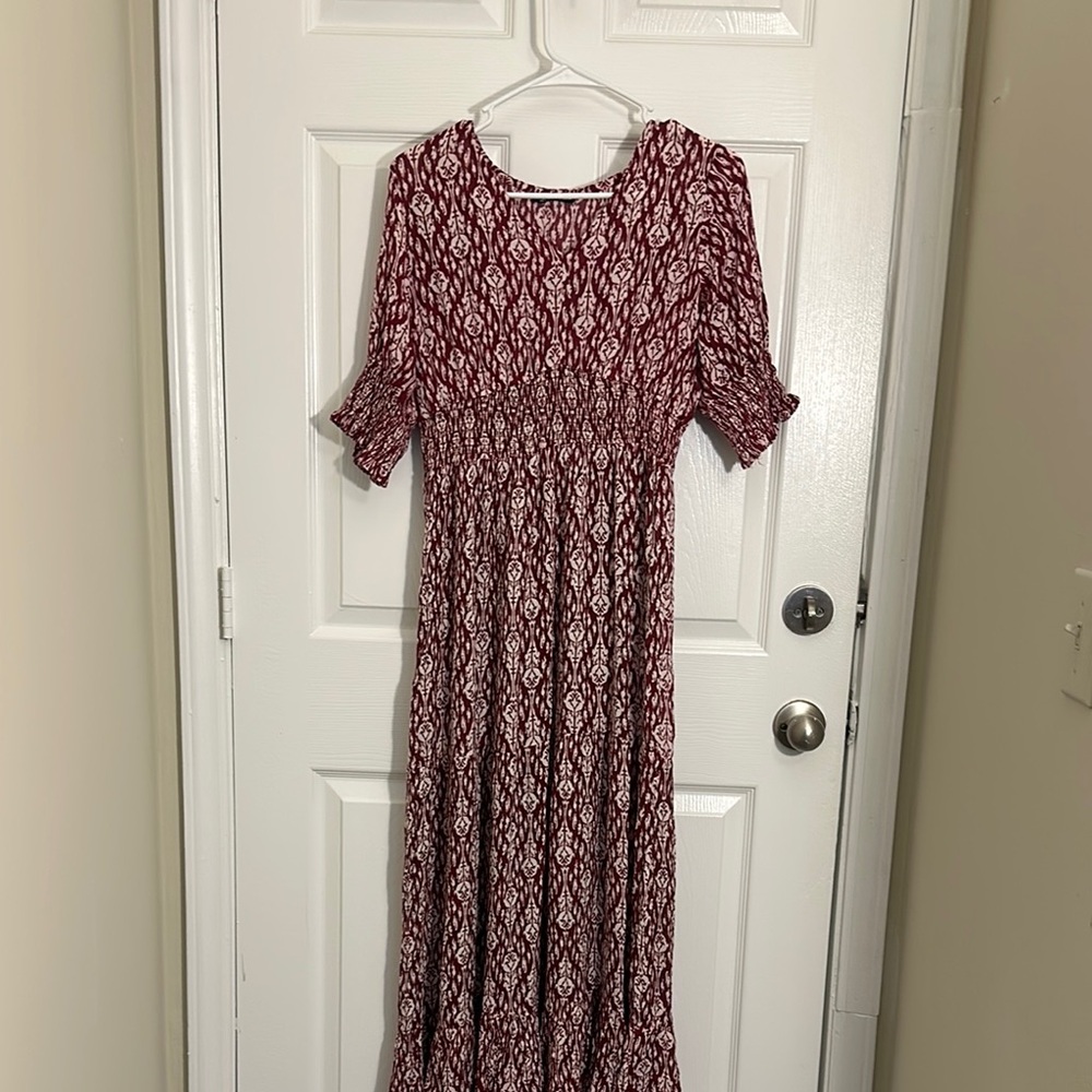 Elegant Red Patterned Dress
